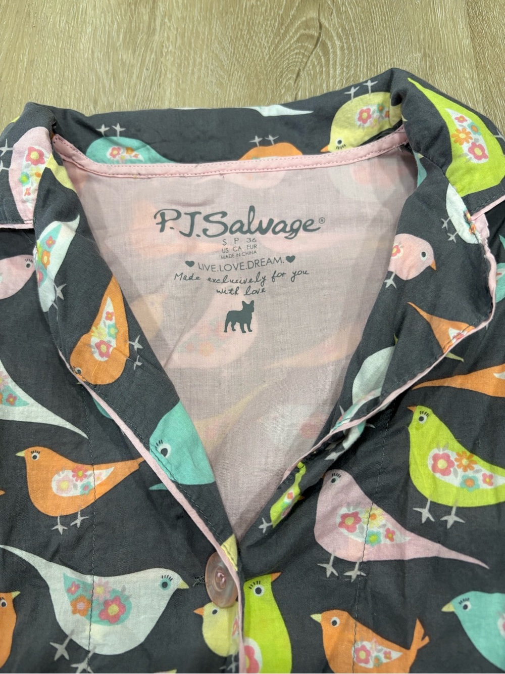 Bird Patterned Pajama Top